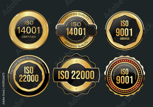Collection of Iso certification golden badge