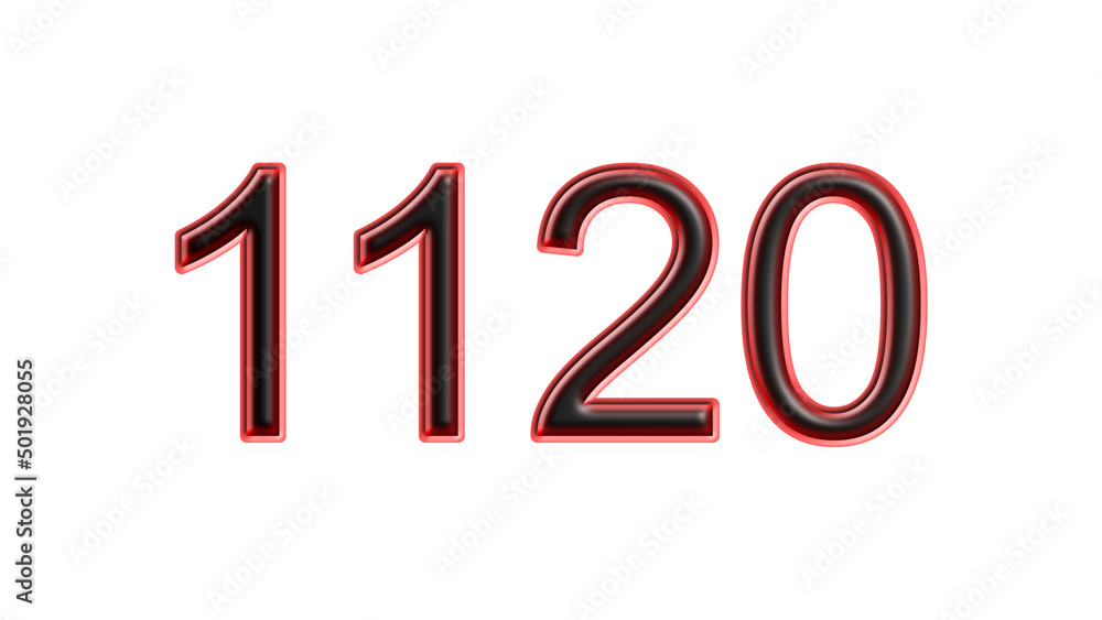 red 1120 number 3d effect white background red 1120 number 3d effect white background