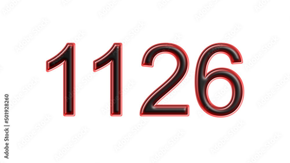 red 1126 number 3d effect white background red 1126 number 3d effect white background