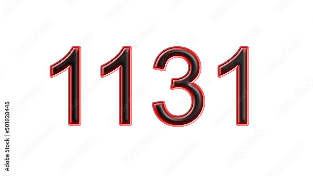 red 1131 number 3d effect white background red 1131 number 3d effect white background