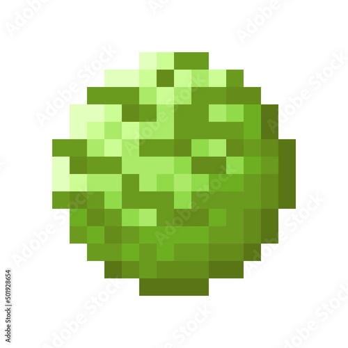 Green tea ice cream scoop pixel art. Vector illustration. 