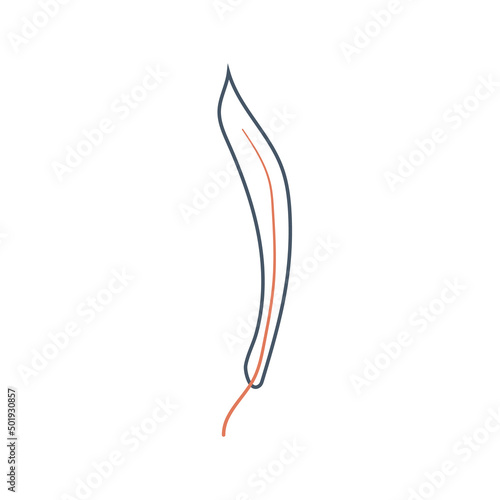 Vector leaf on white background. Orange and white color. Retro style.