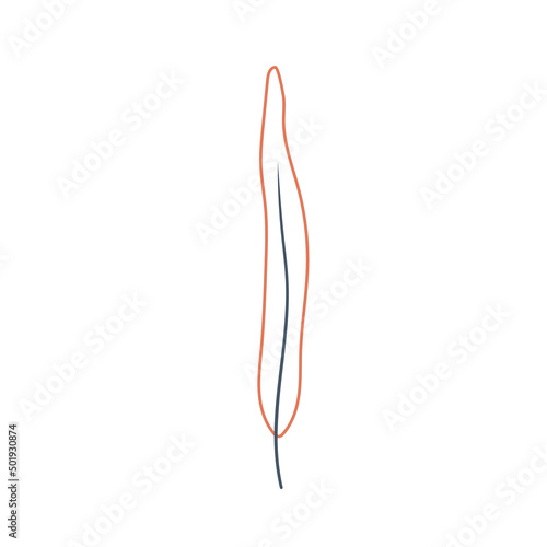 Vector leaf on white background. Orange and white color. Retro style.
