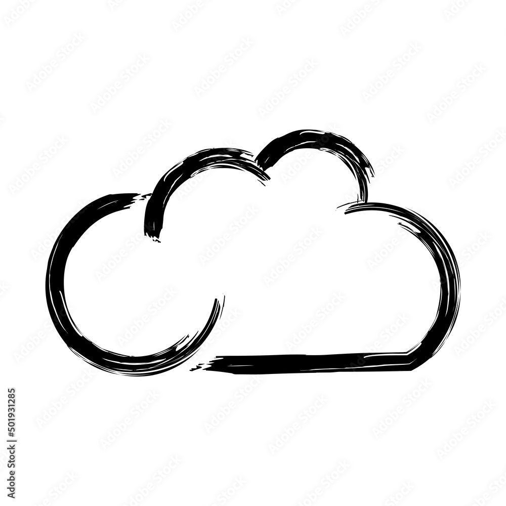 Simple vector cloud icon, brush drawing meteorology Simple vector cloud icon, brush drawing meteorology