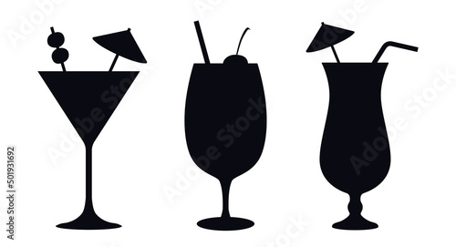 Cocktails and longdrink vector icons