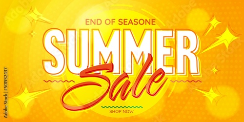 Summer sale banner. Special discount offer to end of season bright design template. Final seasonal clearance promotion vector illustration