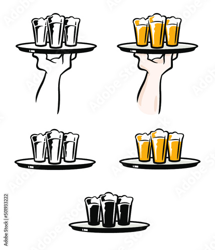 Beer Tray Vector Illustration