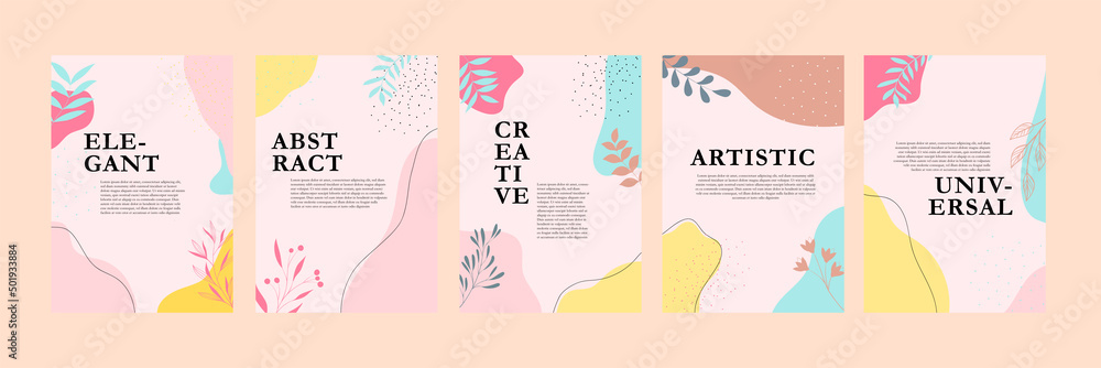 Set of abstract flowers aesthetic  creative universal background. Good for poster, card, invitation, flyer, cover, banner, placard, brochure and other graphic design