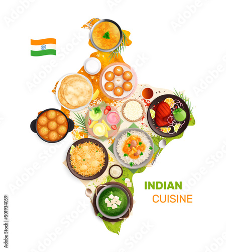 Indian Cuisine Map Composition