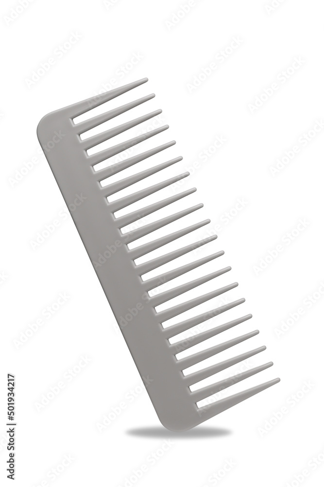 Gray and beige hair comb isolated on white background with soft shadow Gray and beige hair comb isolated on white background with soft shadow