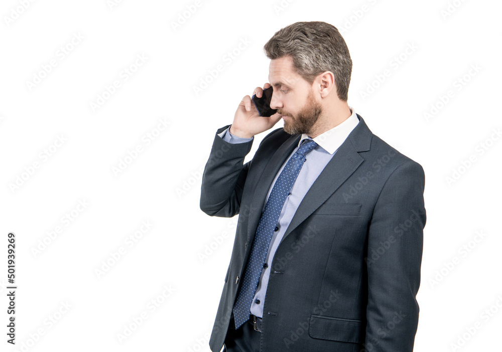Cellphone gives freedom to your life. Serious manager talk on cellphone. Cellular technology Cellphone gives freedom to your life. Serious manager talk on cellphone. Cellular technology