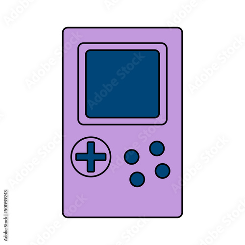 Retro video game console isolated on white background. Cartoon vector icon.