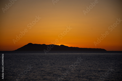 beautiful sunset in Peroulades  Corfu Greece