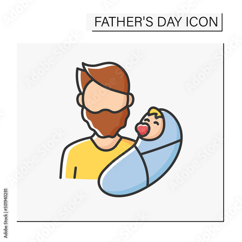 Fototapeta Naklejka Na Ścianę i Meble -  Holiday color icon. Holiday in father honor. Show love and attention to your dad. Fatherhood. Father day concept. Isolated vector illustration
