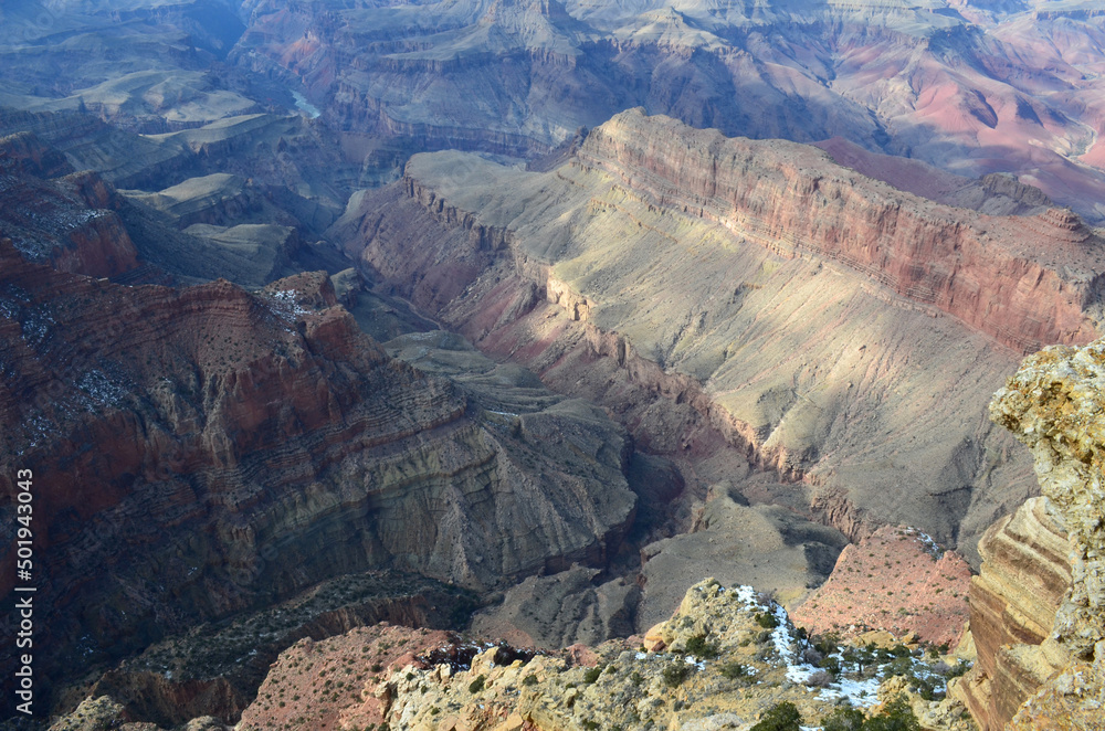 Looking Down Into the Grand Canyon in Arizona