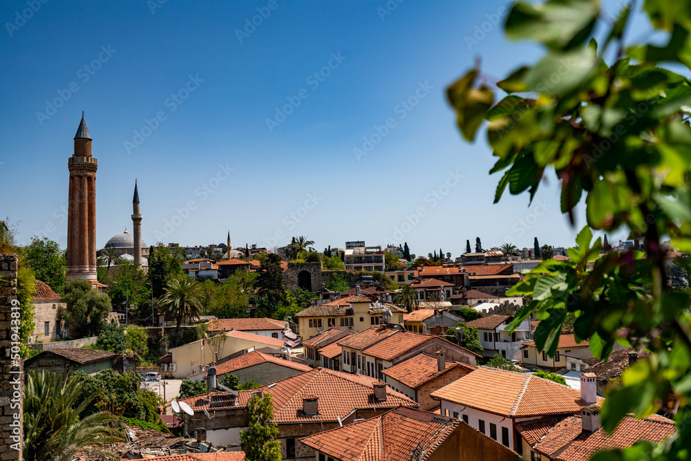 View of Antalya old city Kaleici quarter. ANTALYA, TURKEY