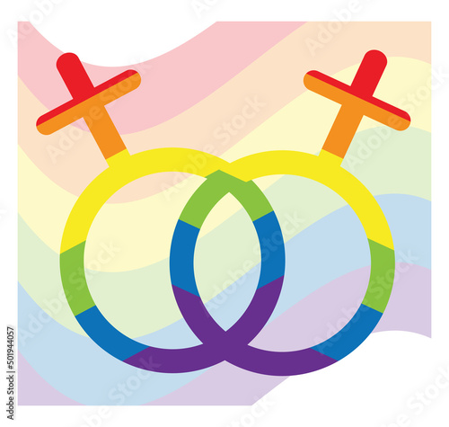 Sign with flag in honor of LGBT Pride Day. Illustration Stop homophobia for the International Day against Homophobia. Vector flat illustration with background. Use as banner, poster, sticker, print