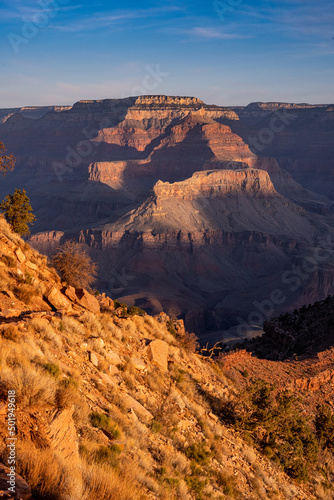 Golden Light and Soft Shadows Fill Walls Of The Grand Canyon