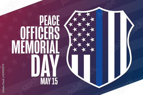 Peace Officers Memorial Day. May 15. Holiday concept. Template for background, banner, card, poster with text inscription. Vector EPS10 illustration.