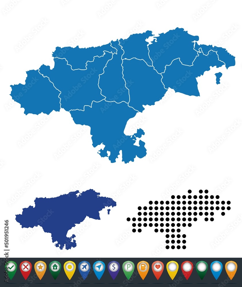 Fototapeta premium Set maps of Cantabria province