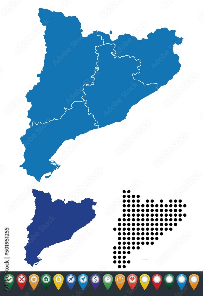 Fototapeta premium Set maps of Catalonia province
