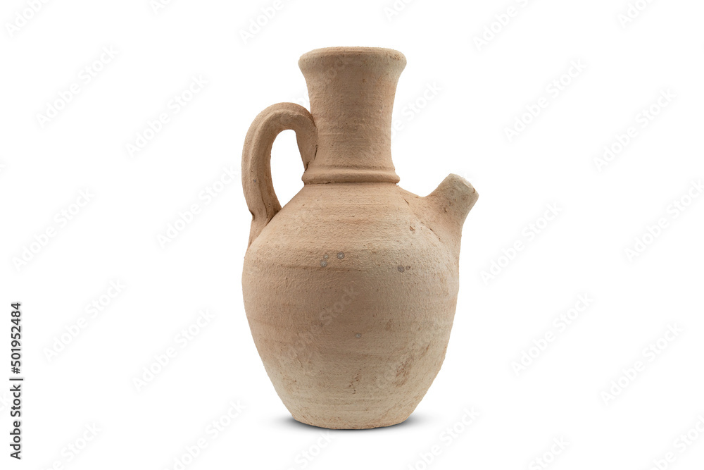 pottery jug isolated on white background