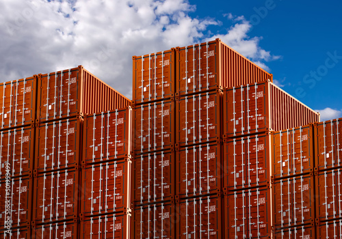 Warehouse of cargo containe...