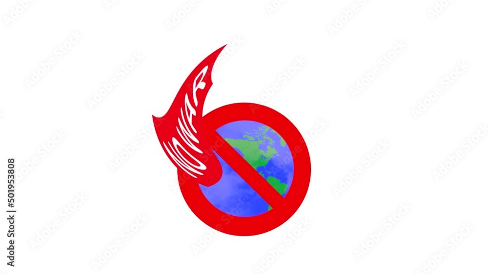反戦イメージ 回転する地球と回転して出るNO WAR の文字 反戦イメージ 回転する地球と回転して出るNO WAR の文字