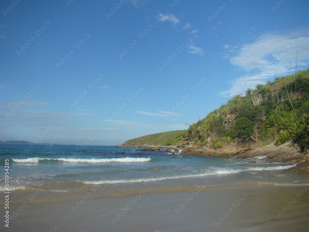 Beach and sea.