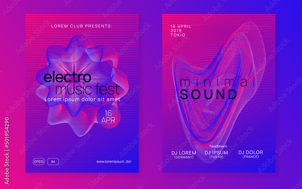 Neon club flyer. Electro dance music. Trance party dj. Electronic sound fest. Techno event poster. Neon club flyer. Electro dance music. Trance party dj. Electronic sound fest. Techno event poster.