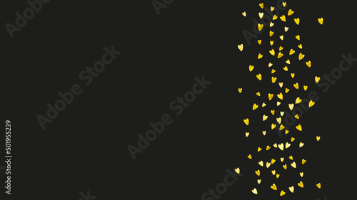 St Valentine Sale Confetti. Romantic Sparkle For Discount. Luxury Frame. Yellow Retro Illustration. Special Poster For Couple. Gold Holiday Border. Golden St Valentine Sale Confetti.