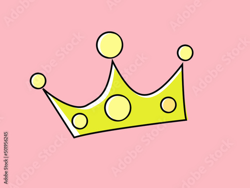 Hand Drawn Cute Crown Cartoon.