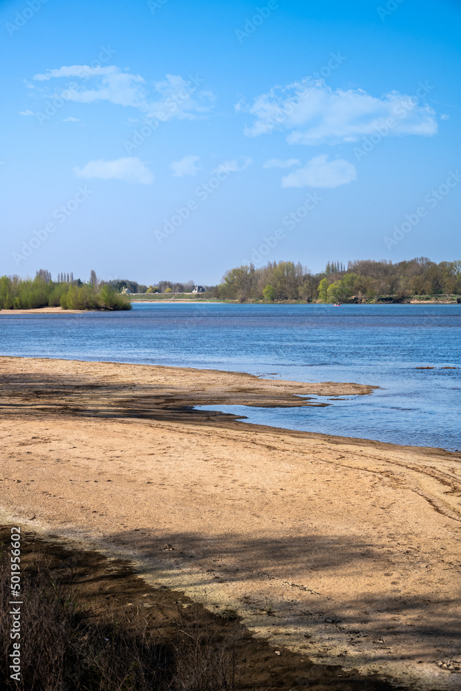 River Loire near Turquant on a sunny spring afternoon, Loire valley, France