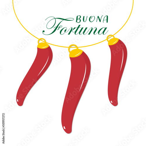 Cornet Pendant Neapolitan Good Luck-Buona Fortuna in italian language, talisman, amulet