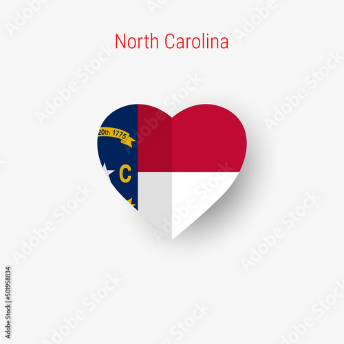 North Carolina US state heart shaped flag. Origami paper cut folded banner. 3D vector illustration isolated on white with soft shadow. Free Download North Carolina US state heart shaped flag. Origami paper cut folded banner. 3D vector illustration isolated on white with soft shadow. - GFXLoad