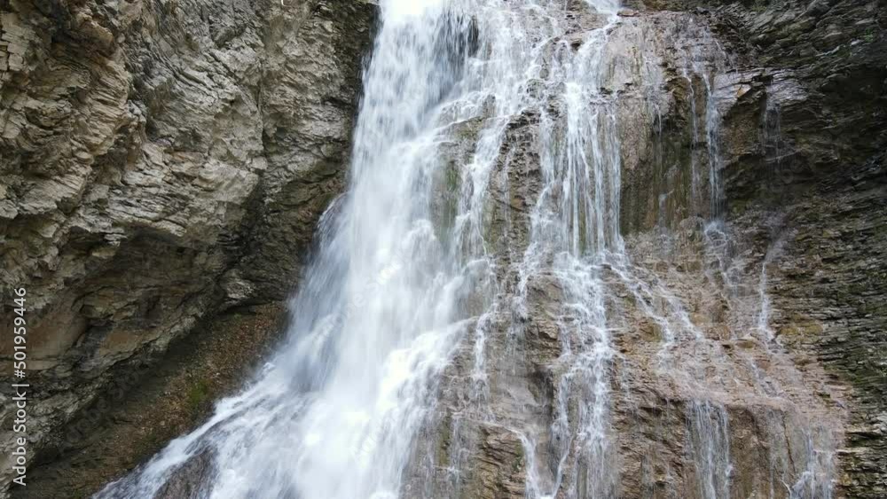 Margaret Falls streaming down a rocky cliff in the stunning Herald Provincial Park in British Columbia, Canada. Static wide angle shot Margaret Falls streaming down a rocky cliff in the stunning Herald Provincial Park in British Columbia, Canada. Static wide angle shot