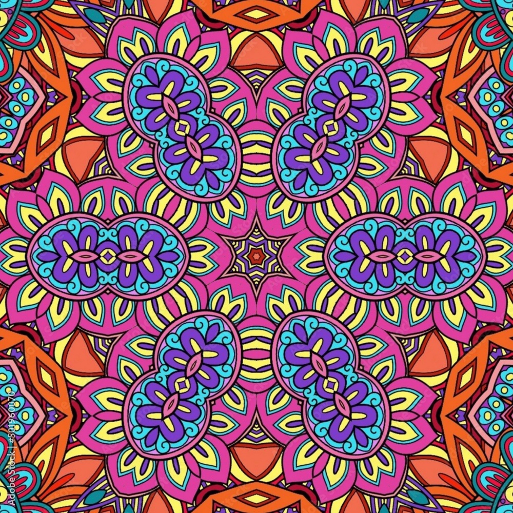 Colorful Mandala Flowers Pattern Boho Symmetrical 584 Colorful Mandala Flowers Pattern Boho Symmetrical 584