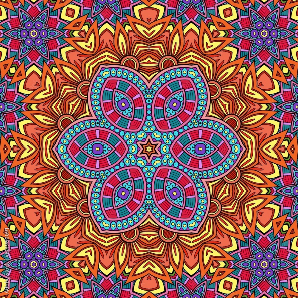 Colorful Mandala Flowers Pattern Boho Symmetrical 574 Colorful Mandala Flowers Pattern Boho Symmetrical 574
