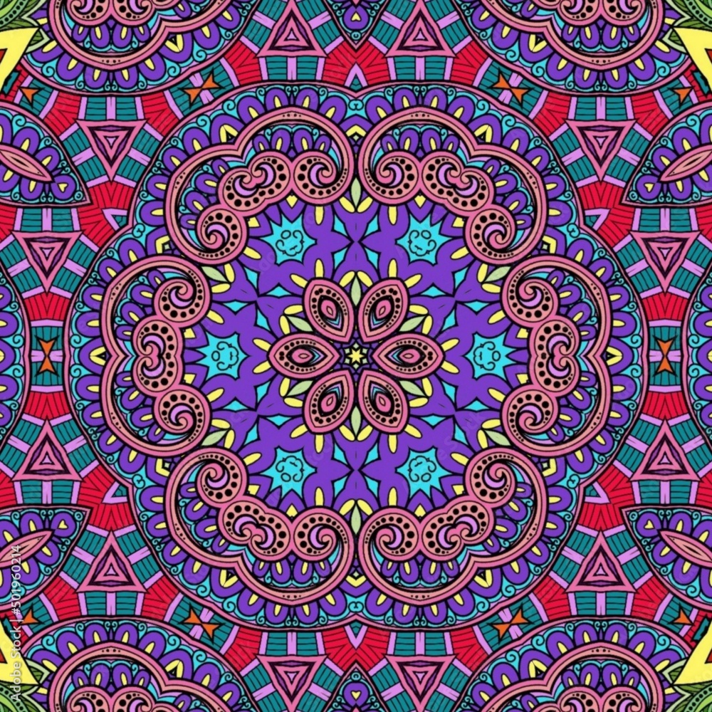Colorful Mandala Flowers Pattern Boho Symmetrical 525 Colorful Mandala Flowers Pattern Boho Symmetrical 525