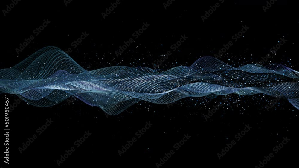 Futuristic video animation with wave object and glitter particles in slow motion, 4096x2304 loop 4K Futuristic video animation with wave object and glitter particles in slow motion, 4096x2304 loop 4K