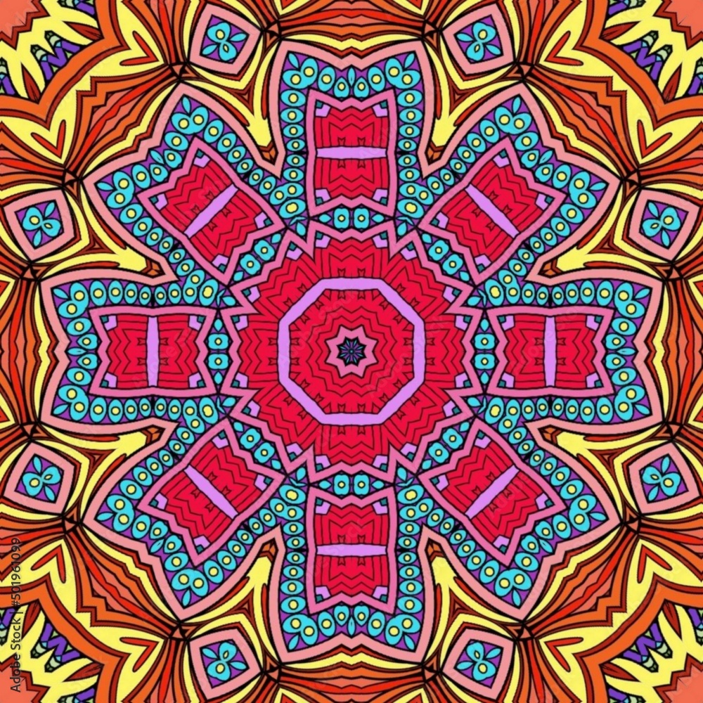 Colorful Mandala Flowers Pattern Boho Symmetrical 189 Colorful Mandala Flowers Pattern Boho Symmetrical 189