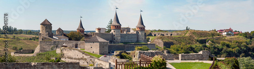 Large panorama of Old Medieval Fortress Kamenets-Podolsky Ukraine Landmark