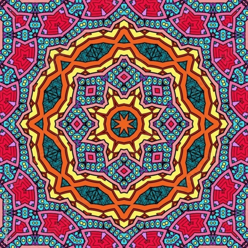 Colorful Mandala Flowers Pattern Boho Symmetrical 78