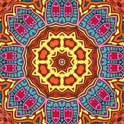 Colorful Mandala Flowers Pattern Boho Symmetrical 71
