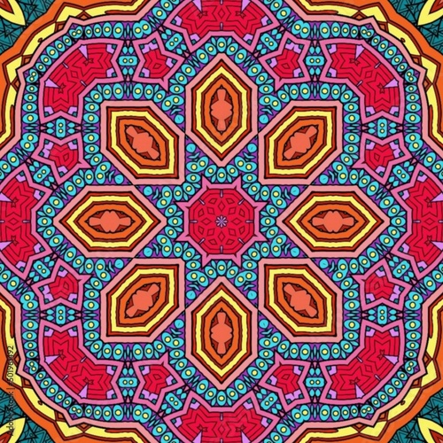 Colorful Mandala Flowers Pattern Boho Symmetrical 58