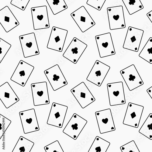 Playing cards icon set. Cards for poker and casino games. Vector wallpaper with map icons scattered across it.