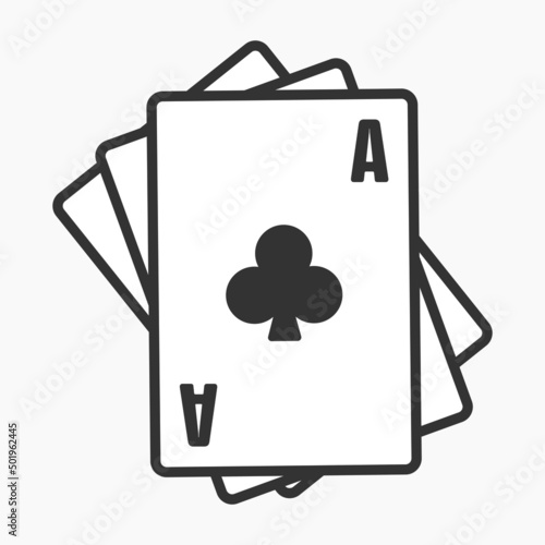 Playing cards icon. Vector illustration, flat design with a set of maps as an icon.