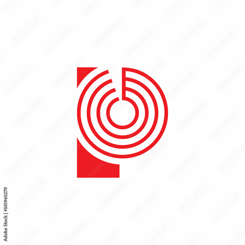 letter p motion radar location symbol logo vector letter p motion radar location symbol logo vector