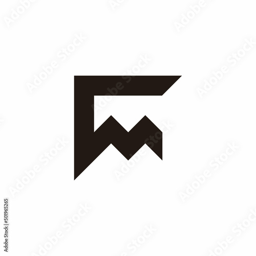 letter fm simple geometric line logo vector