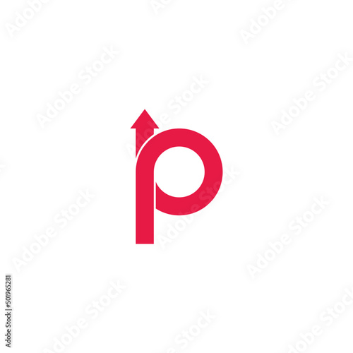 letter p simple loop arrow motion geometric line logo vector